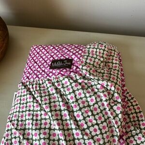 Matilda Jane twin bed skirt  green pink white daises